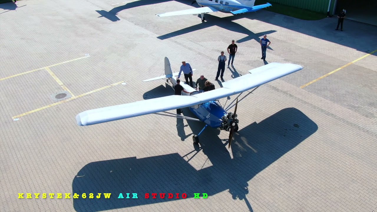 Patrycja i pilot Krzyś & RWD-8. PC 12. Lotnisko Imielin Konstancin. Verner motor.
