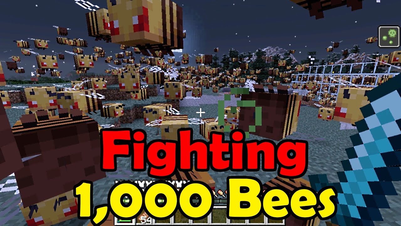 fighting 1,000 minecraft bees all at once (minecraft 1.15 snapshot)