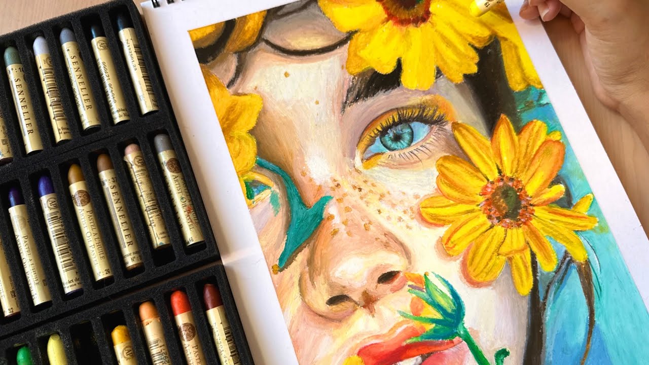 Premier portrait aux pastels à l'huile || Avec Sennelier