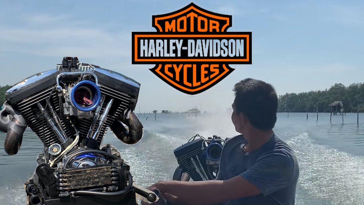 Harley davidson Engine Modifly Put in Thailand Long-tail Boat