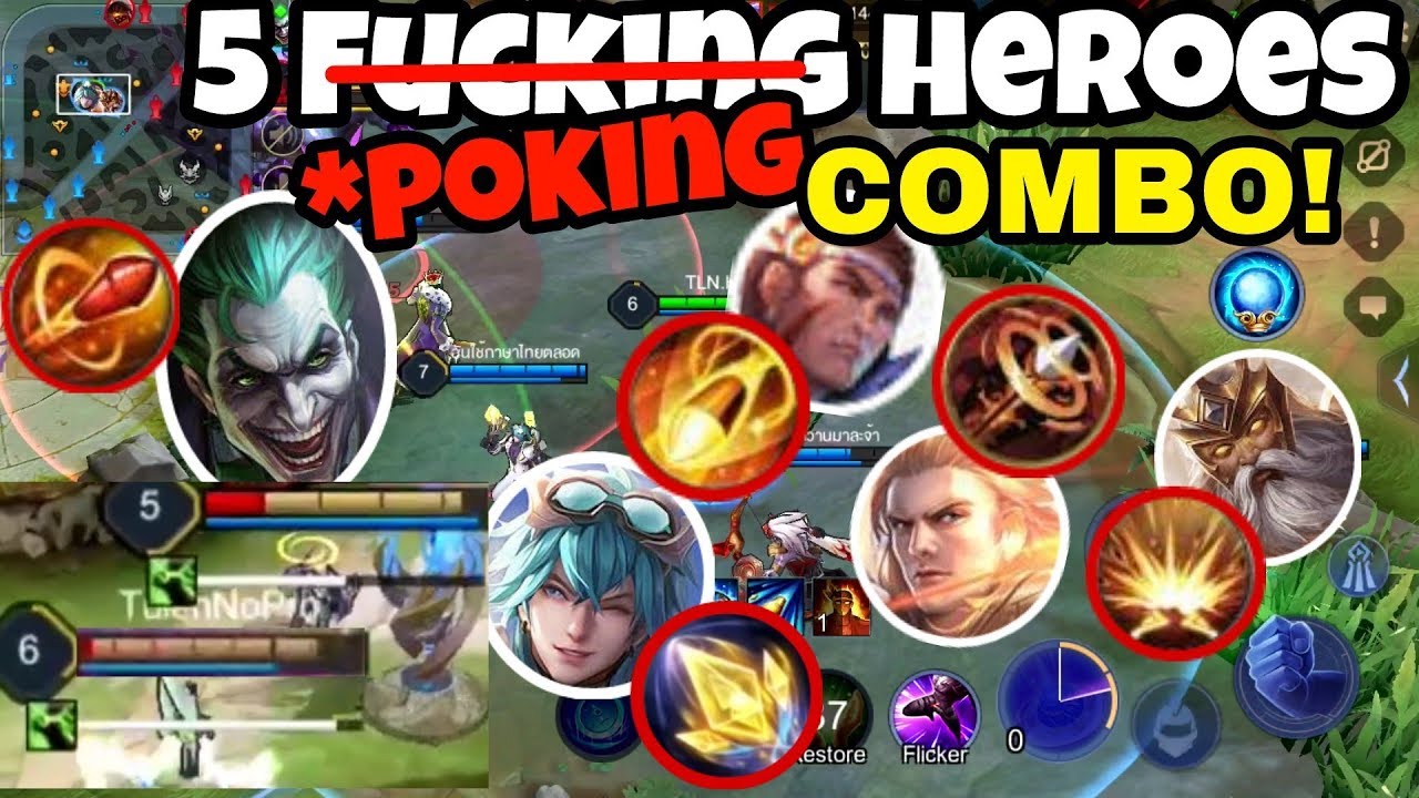 CRAZY 5 POKING COMBO! 1 COMBO = 1Kill /ROV, LiênQuânMobile ,펜타스톰, AOV, 傳說對決