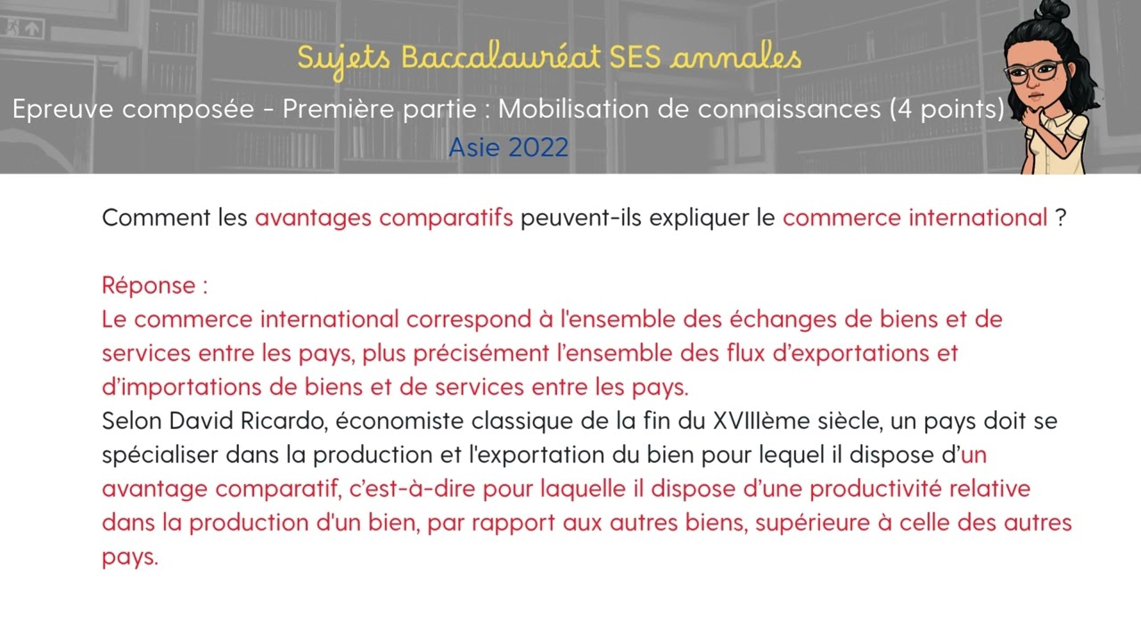 Sujet bac SES - Partie 1 épreuve composée corrigée - Commerce international internationalisation (6)