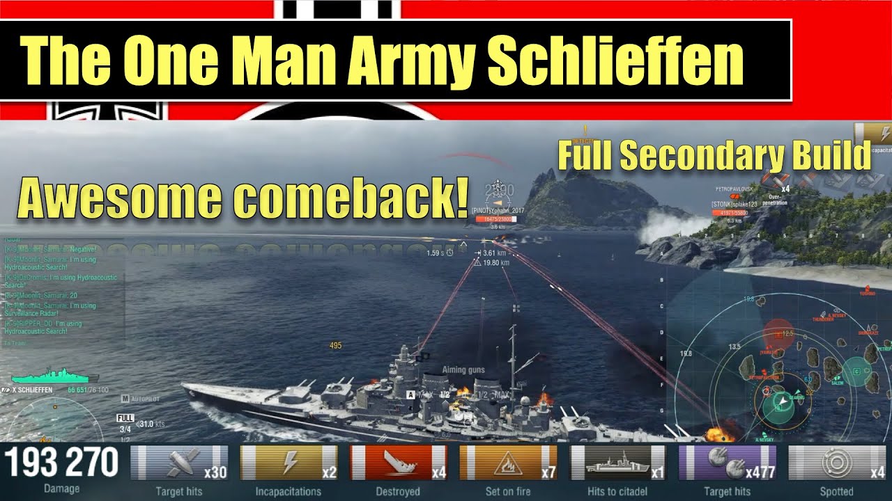 The One Man Army Schlieffen! | Full Secondary Build | World of Warships