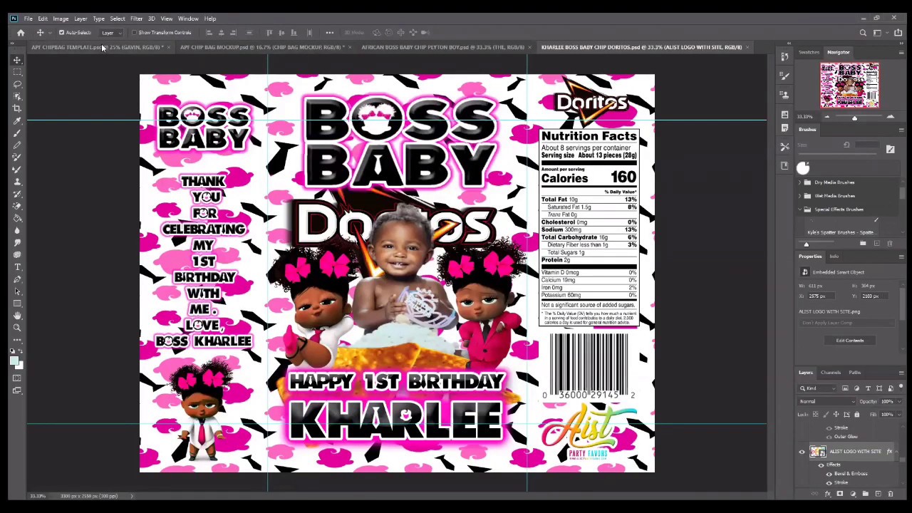 CHIP BAG TUTORIAL | HOW TO CREATE A CHIP BAG TEMPLATE IN PHOTOSHOP | #ALISTPARTYFAVORS #ChipBag