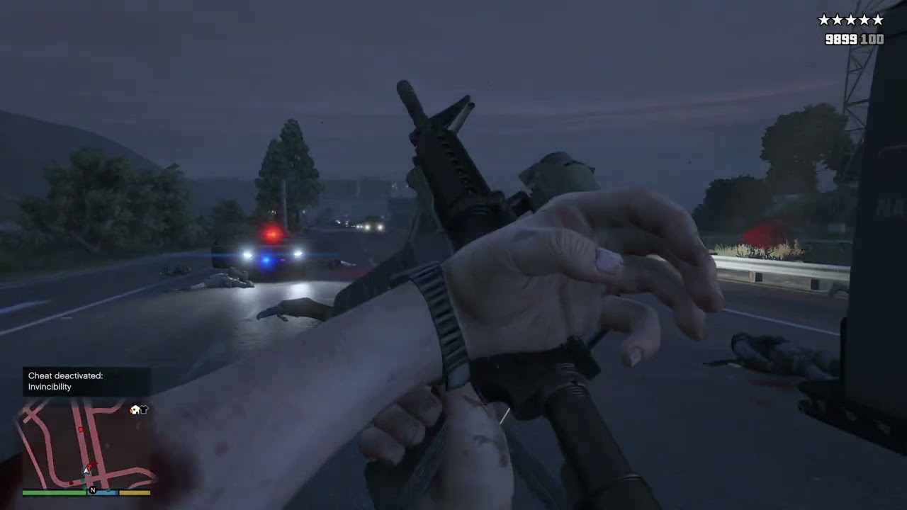 GTA V 터미네이터 미니건 M79 유탄발사기 M4A1 드럼탄창 난동