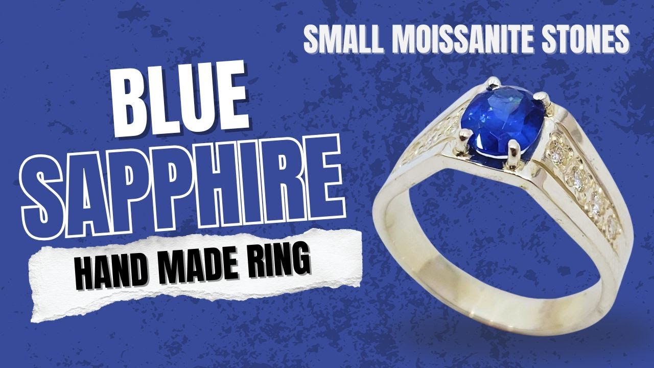 Blue Sapphire Ring with Moissanite | Luxury Jewelry