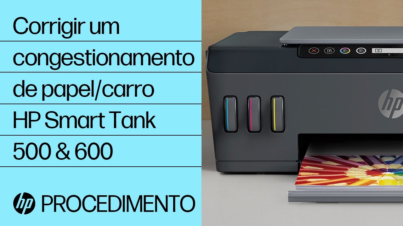 Corrigir um congestionamento de papel/carro | Impressora HP Smart Tank série 500/600 | HP Support