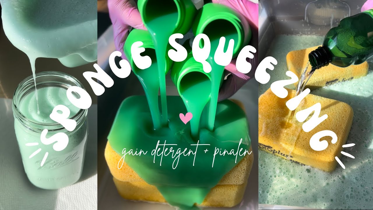 ASMR gain detergent sponge squeezing
