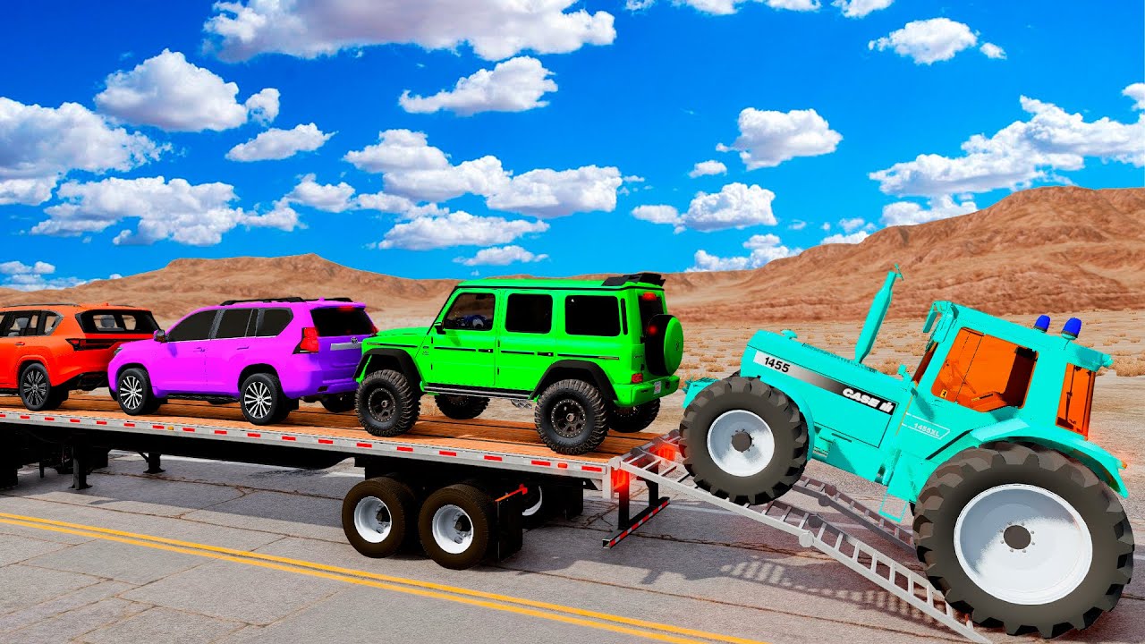 Flatbed Truck Mcqueen | Transportation with Truck - Pothole vs Car #41 - BeamNG.Drive