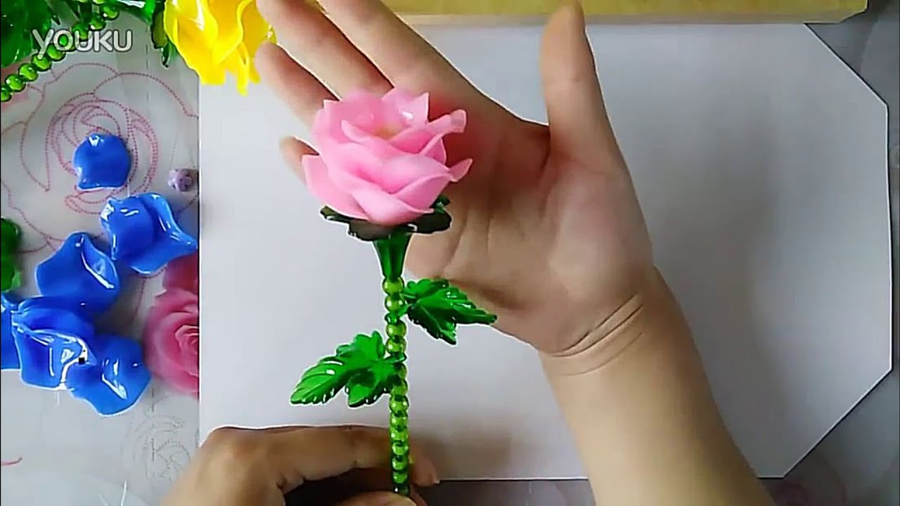 水晶串珠 植物類饰品 玫瑰花 款式3