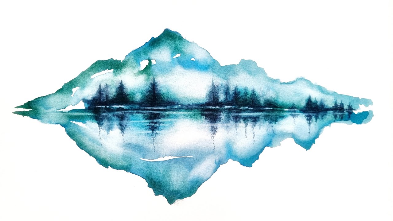 Discover the Secret of Painting Breathtaking Watercolor Landscape with  Mountains and Reflection