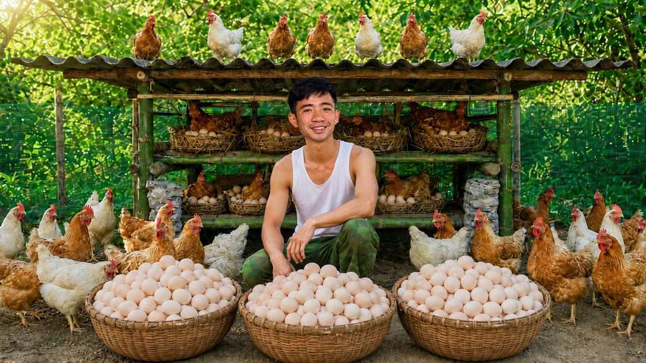 They harvested chicken eggs to sell, bought new clothes for Truc Lam, and brought a puppy home.