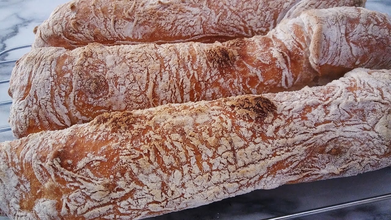 No Knead Easy Baguette super crusty and delicious only with few ingredients