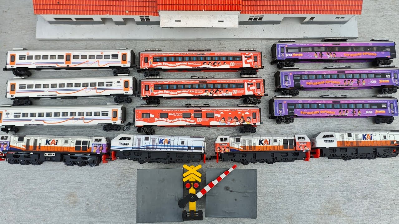 Mulung mainan kereta api indonesia,merakit diorama dadakan, keren keren loh kereta api nya😎😎😎