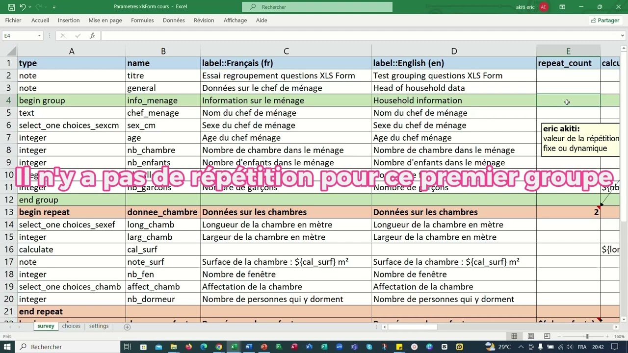 KoboToolbox : Paramétrages basiques dans XLSForm