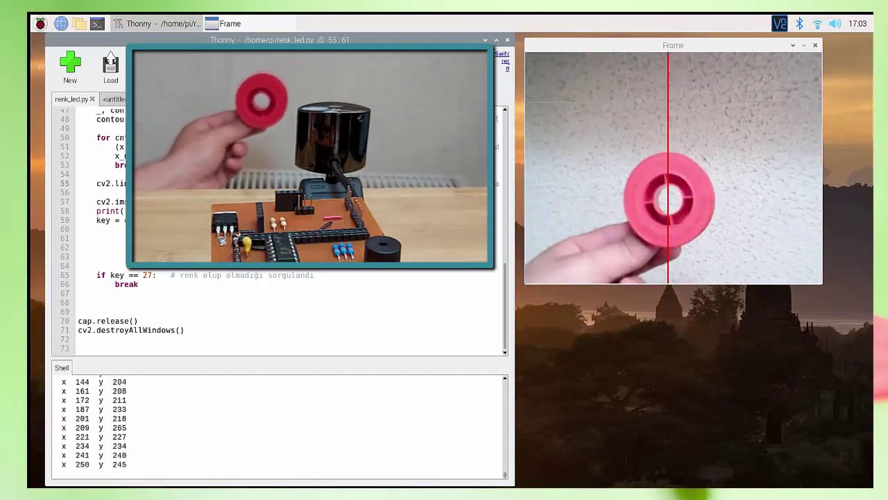 Raspberry Pi Renkli Cisim Takibi || opencv Görüntü işleme