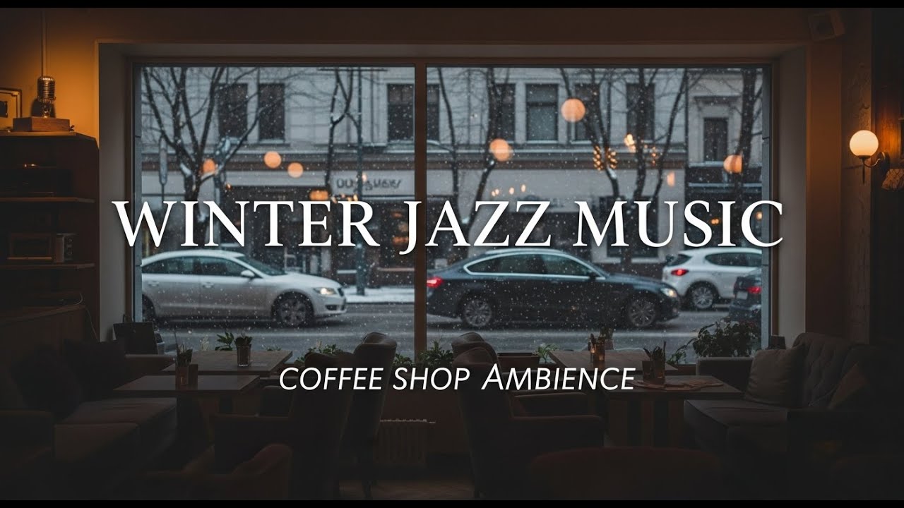 🔴 Calm Winter Night & Relaxing Jazz Background Music ,Cozy Coffee Shop Ambience with Soft Jazz Music