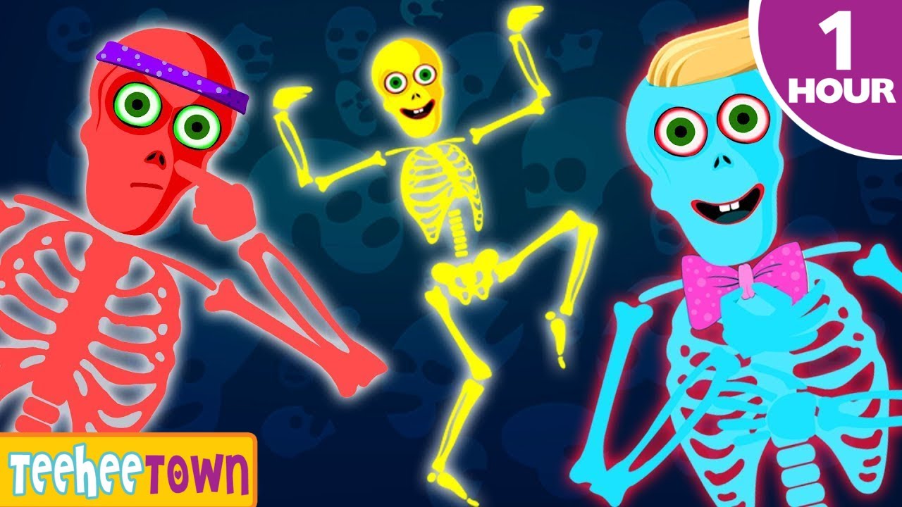 💀 Head Shoulders Knees & Toes 👻 | Skeleton Dance Workout for Kids | Teehee Town