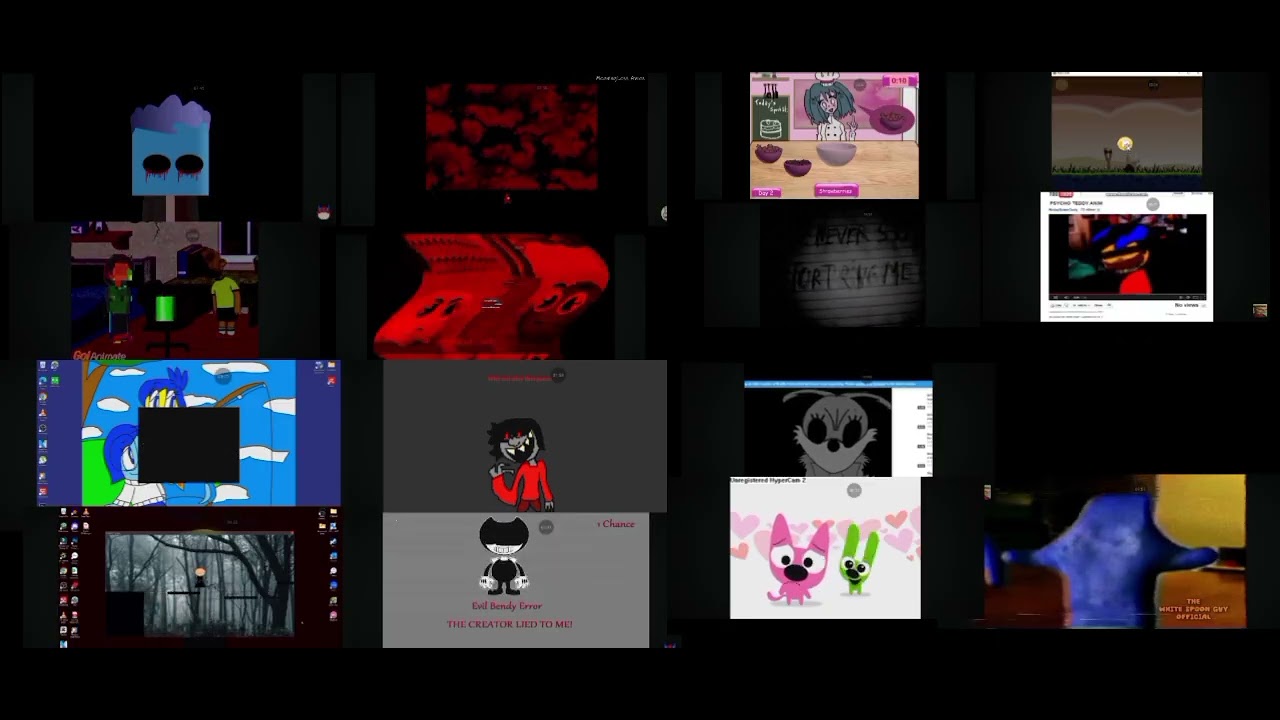 16 creepypastas videos upcoming jumpscares played all at once 