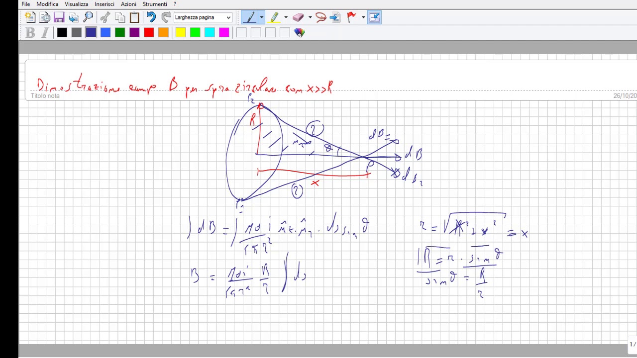 Teoria Fisica2 - Spira circolare: campo magnetico #fisica #fisicagenerale