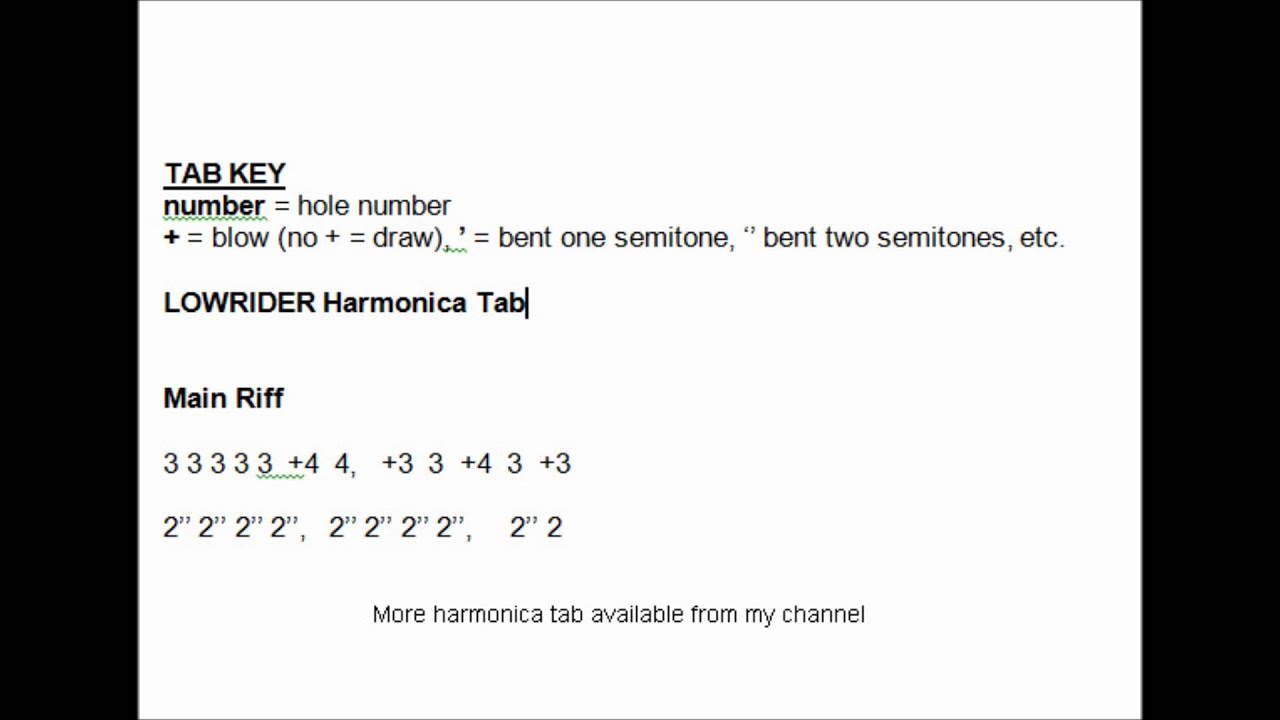 Lowrider Harmonica Tab