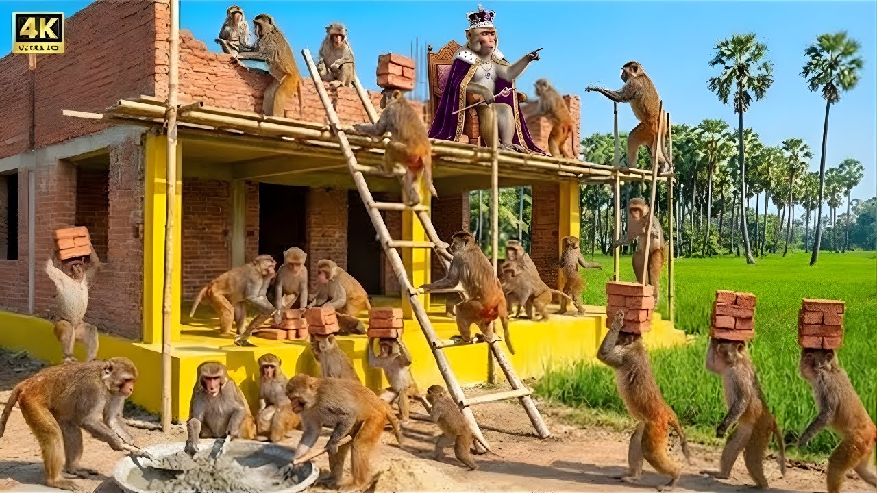 Indian Monkeys Build a Stunning Two-Story House Like Humans 🐒 | Unbelievable Animal Construction