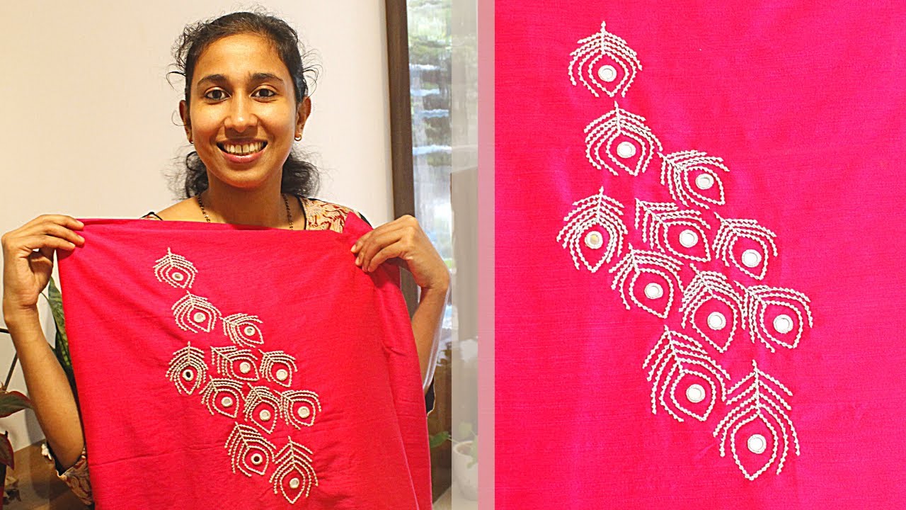 Hand Embroidery: Churidar Material Marking and Embroidery Design # Malayalam