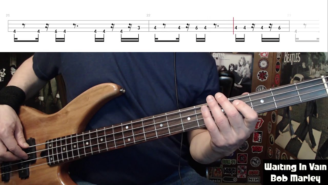 Waiting In Vain by Bob Marley - Bass Cover with Tabs Play-Along