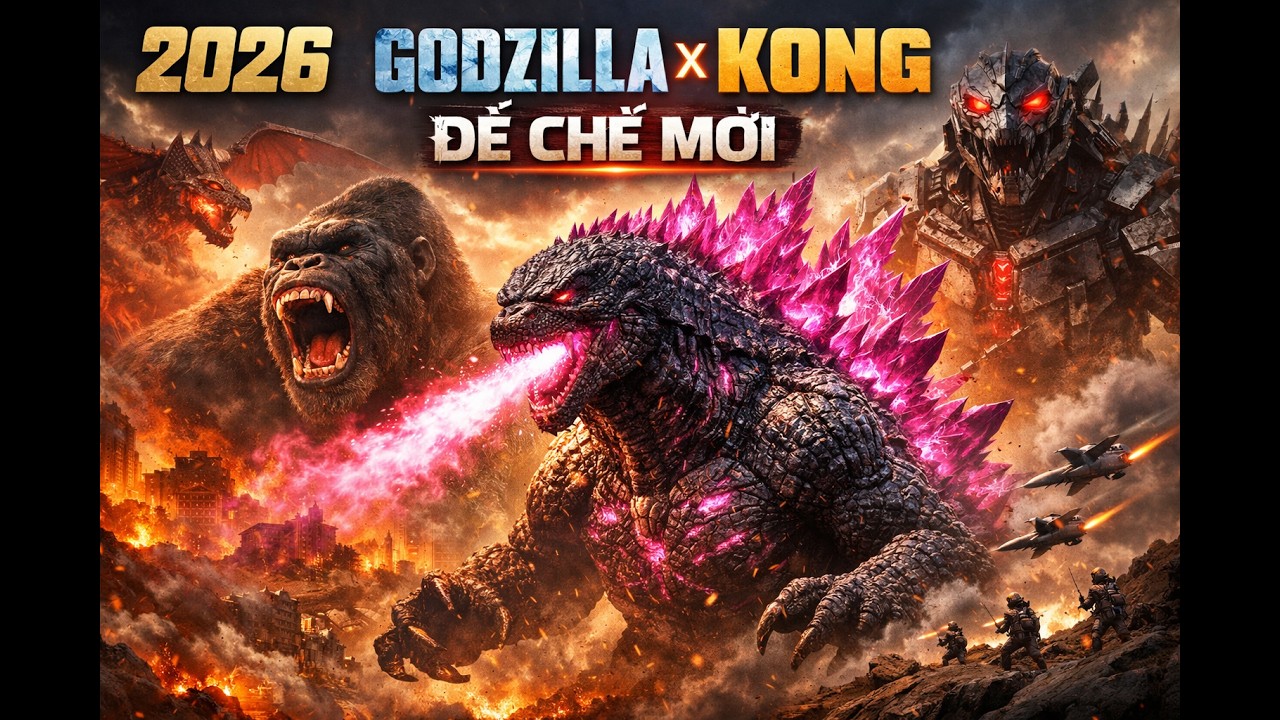 Bộ sưu tập cảnh Godzilla tiến hóa năm 2026 HD 4K Godzilla X Kong Đế chế mới