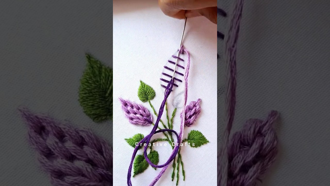 Beautiful hand embroidery flower #shorts #embroidery #trending #foryou #ytshorts #handbroidery