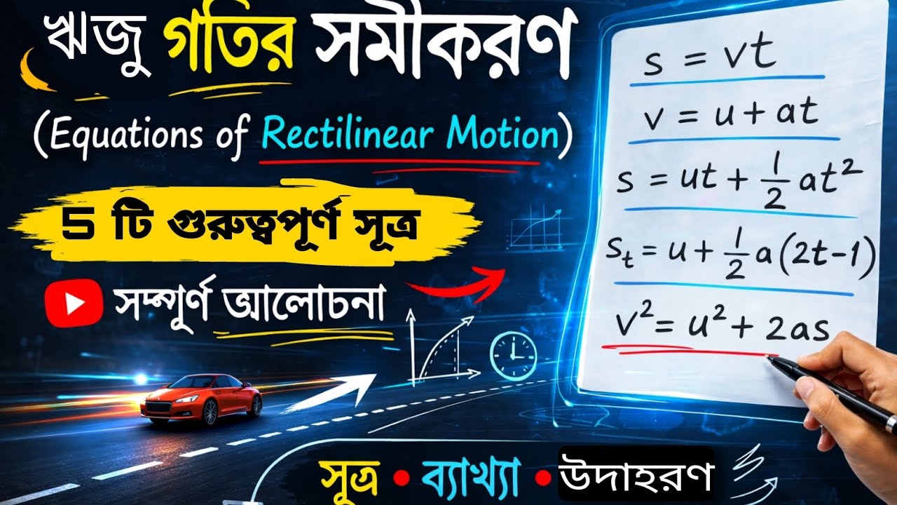 Equations of Rectilinear Motion Explained | ঋজু গতির সব সূত্র এক ভিডিওতে