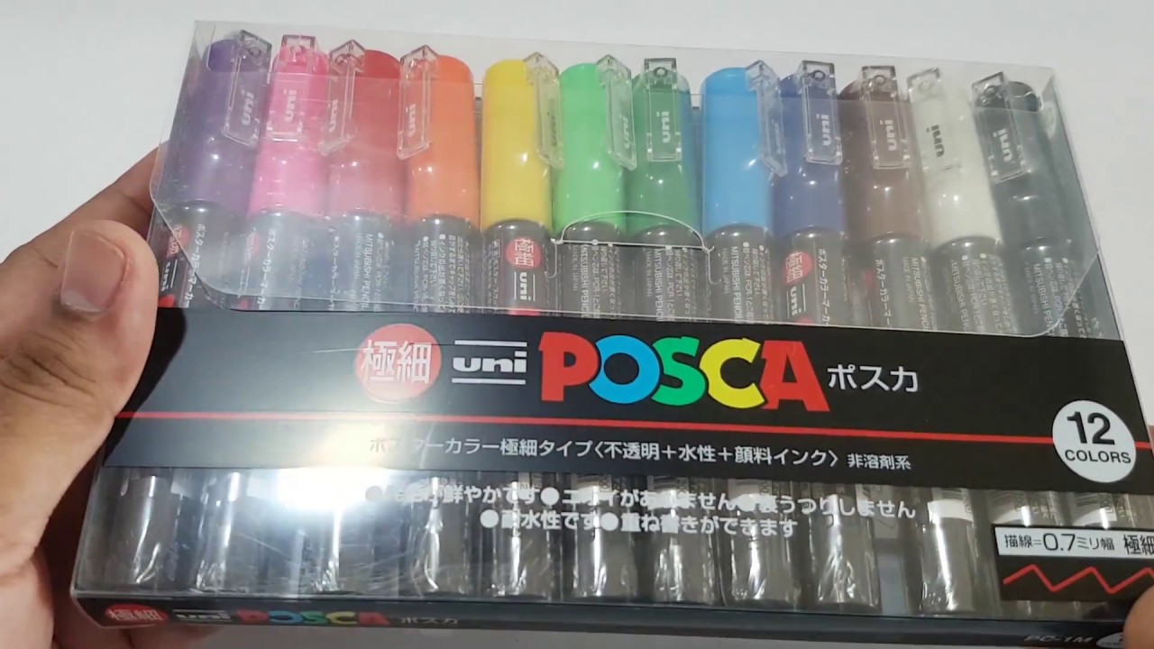 Uni posca Paint Pens - Extra Fine Point - Set of 12PC - Unboxing & Review by Pritam Saha
