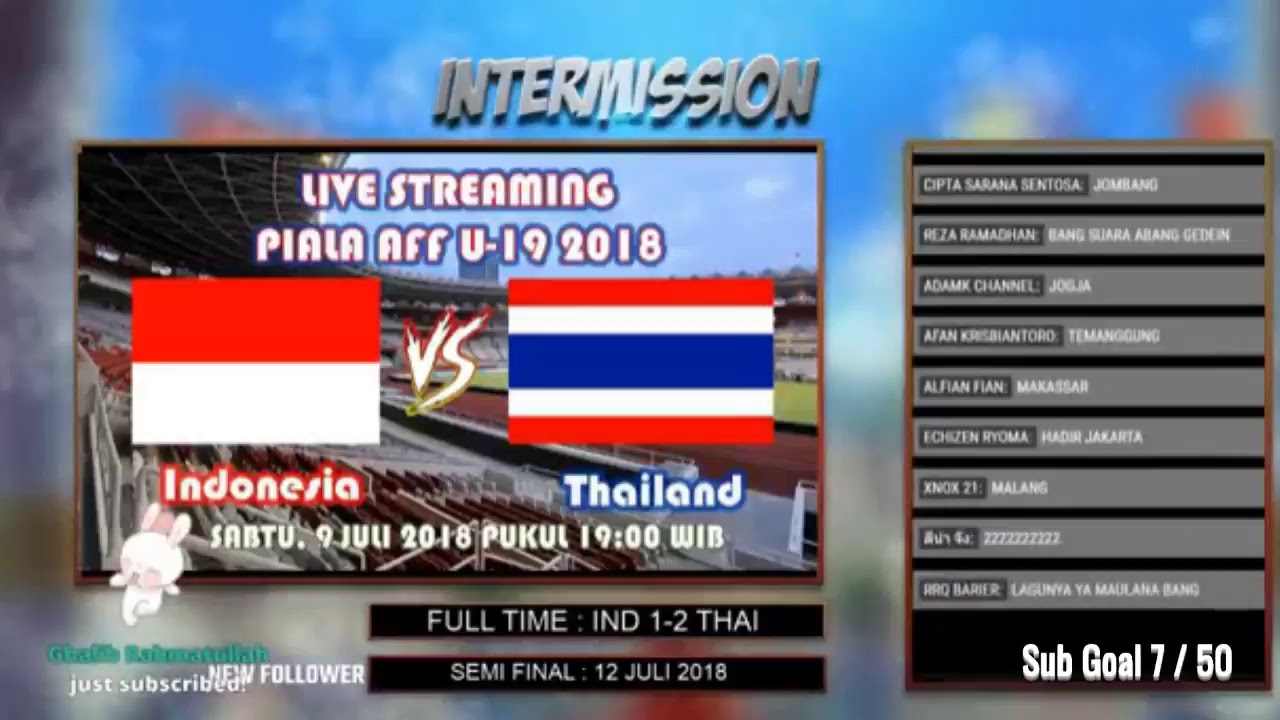 🔴  Live Streaming Indonesia vs Thailand U19 Piala AFF 2018 9/07/2018