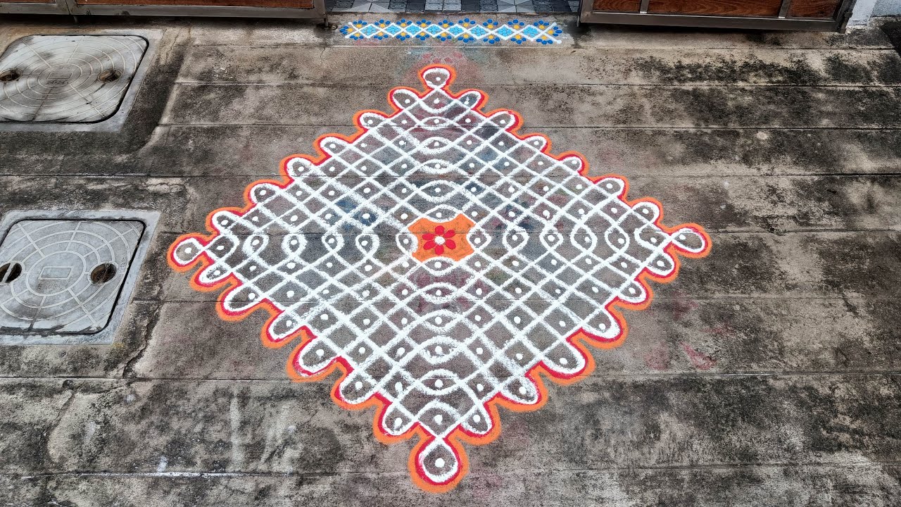 Thai Madham Special Kolam | 15*1 Kambi Kolam | Easy Rangoli | S3-56