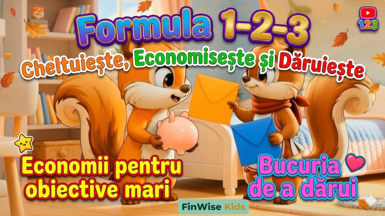 Cheltuiesc, Economisesc, Dăruiesc. Poveste animată. Educație financiară copii. FinWise Kids