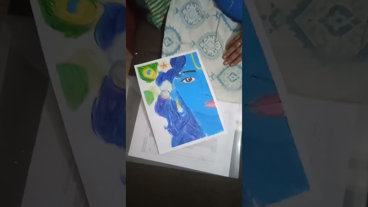 krishna drawing #shorts #gulabisadi #new #newsong #paint2life #creative #artwork #artist #craft #bts