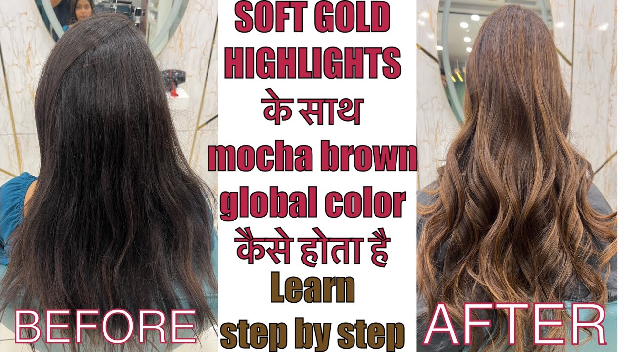 Highlights के साथ global hair color कैसे करें , caramel brown hair colour, @Mr_ali_hairartist
