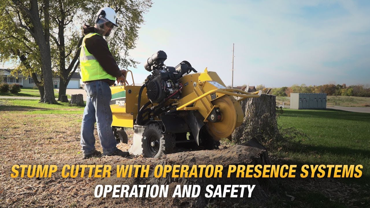 Stump cutter with operator presence systems operation and safety
