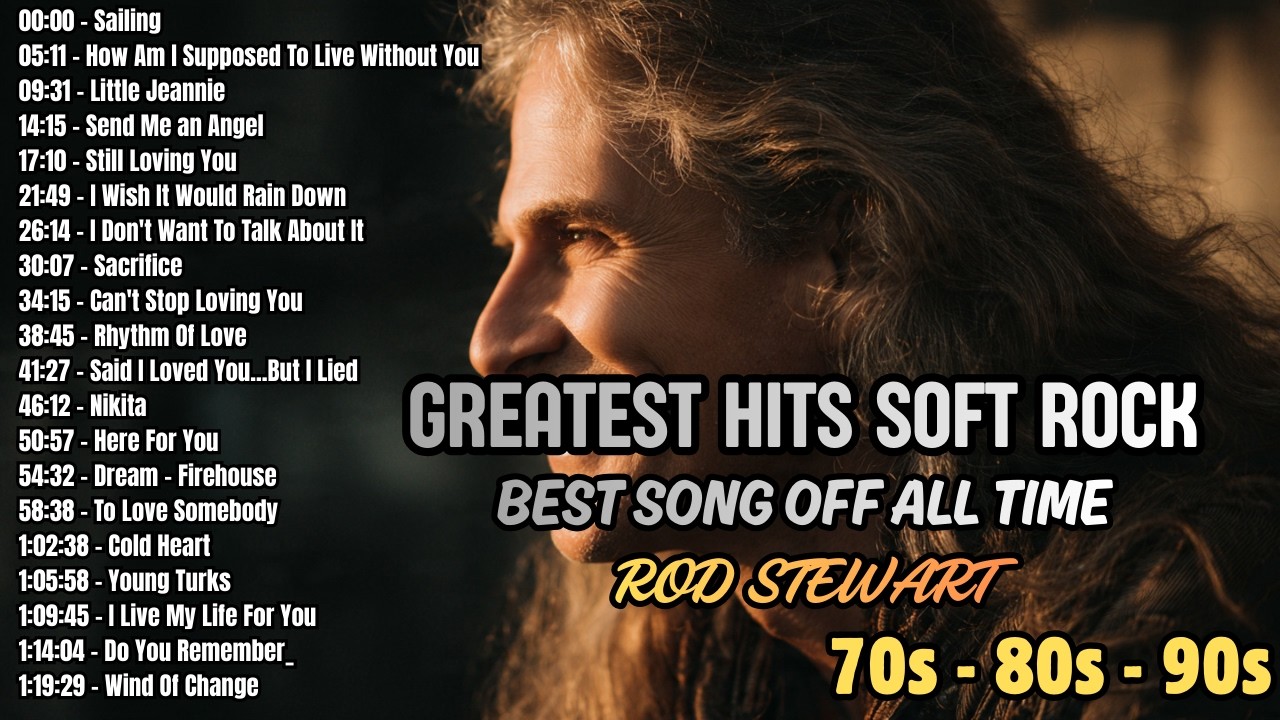 Rod Stewart, Phil Collins, Elton John, Air Supply, Bee Gees, Lobo | Soft Rock Love Songs 70s 80s 90s