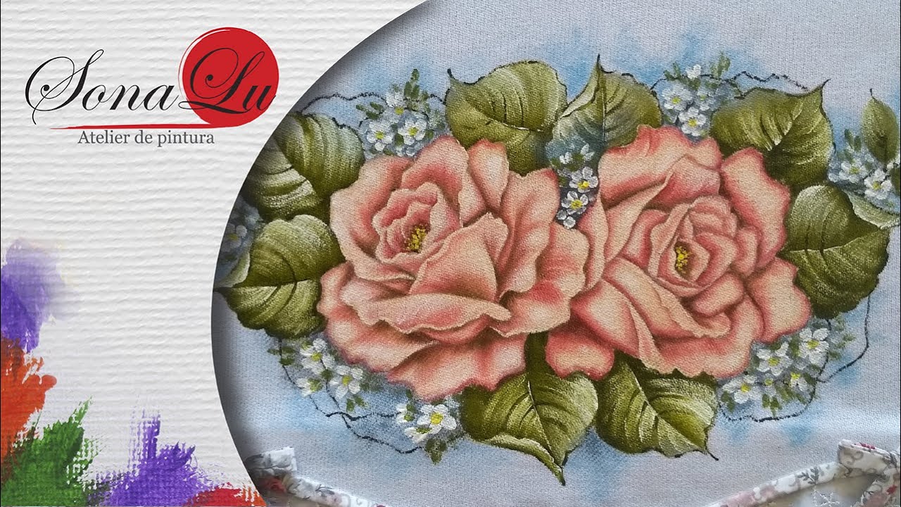 Aula 766 - Rosas Salm&atilde;o Beb&ecirc; em Pano de Prato