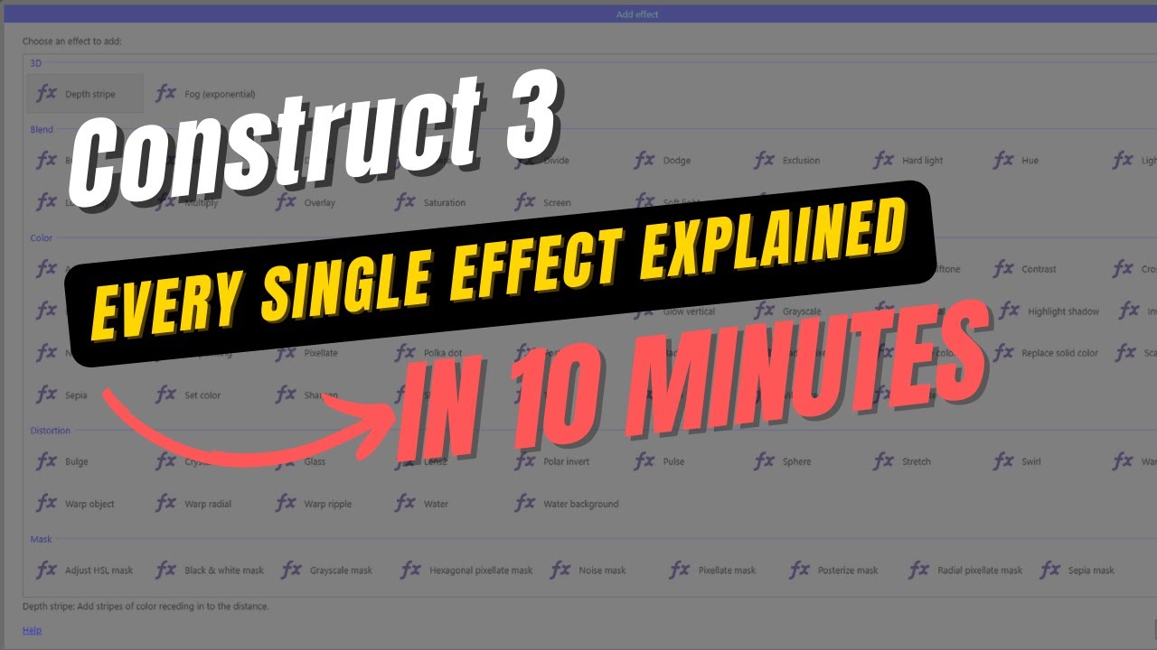 Every single effect explained in Construct 3 in 10 minutes + DOWNLOAD