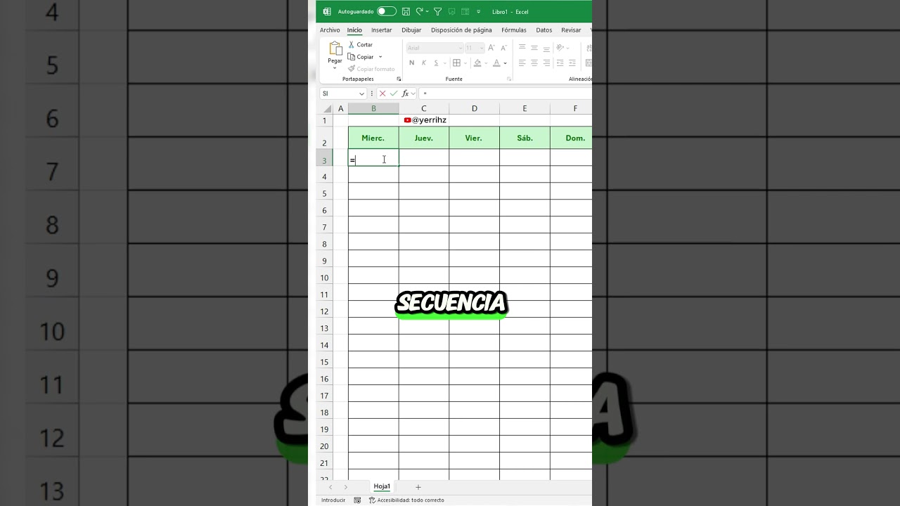 Como hacer calendario en Excel usando la funci&oacute;n secuencia #Excel #office #tutorial