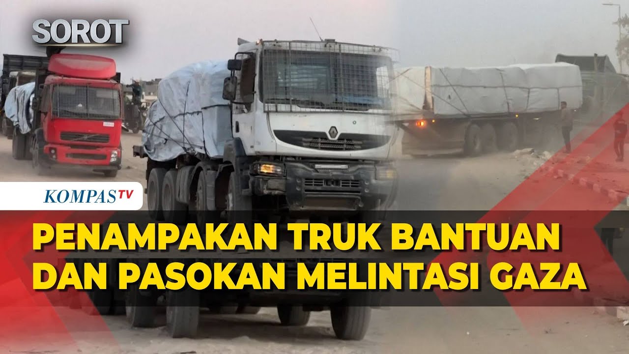 Penampakan Truk-truk Pengangkut Bantuan dan Pasokan Bergerak Melintasi Gaza