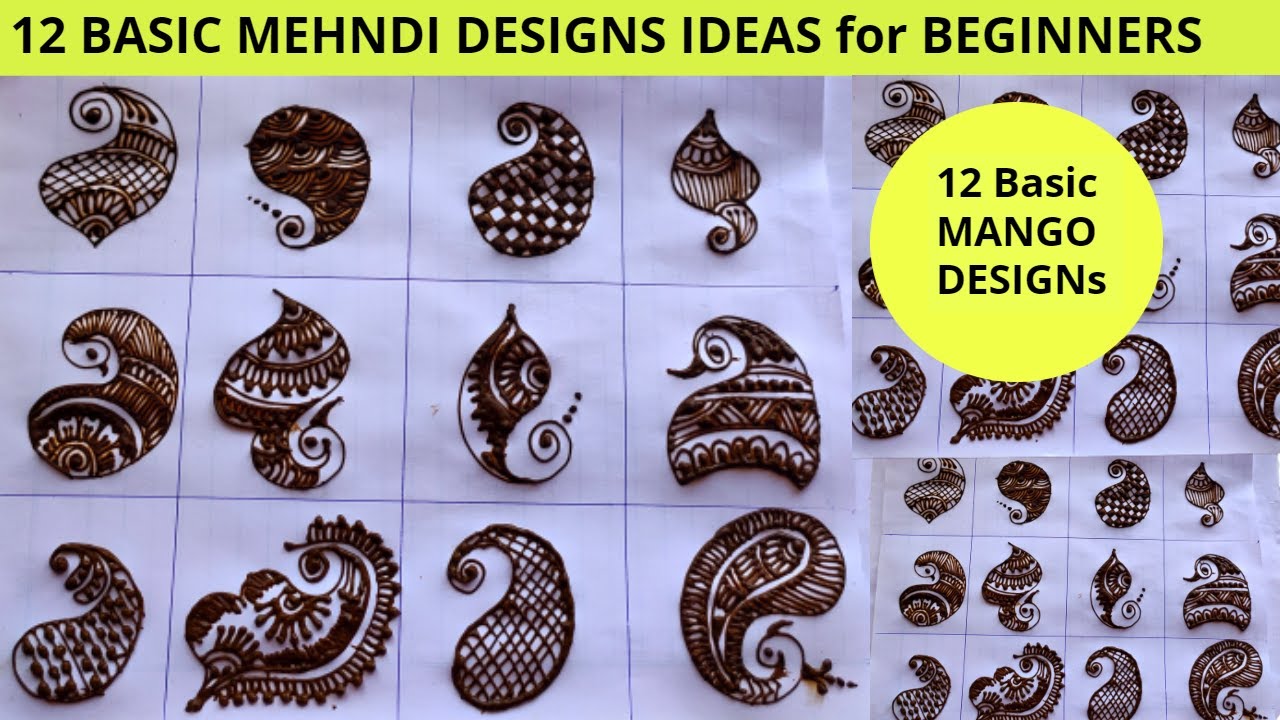 12 Basic mehndi design Ideas for beginners|Mango mehndi design #mehndidesign #hennadesign #basic