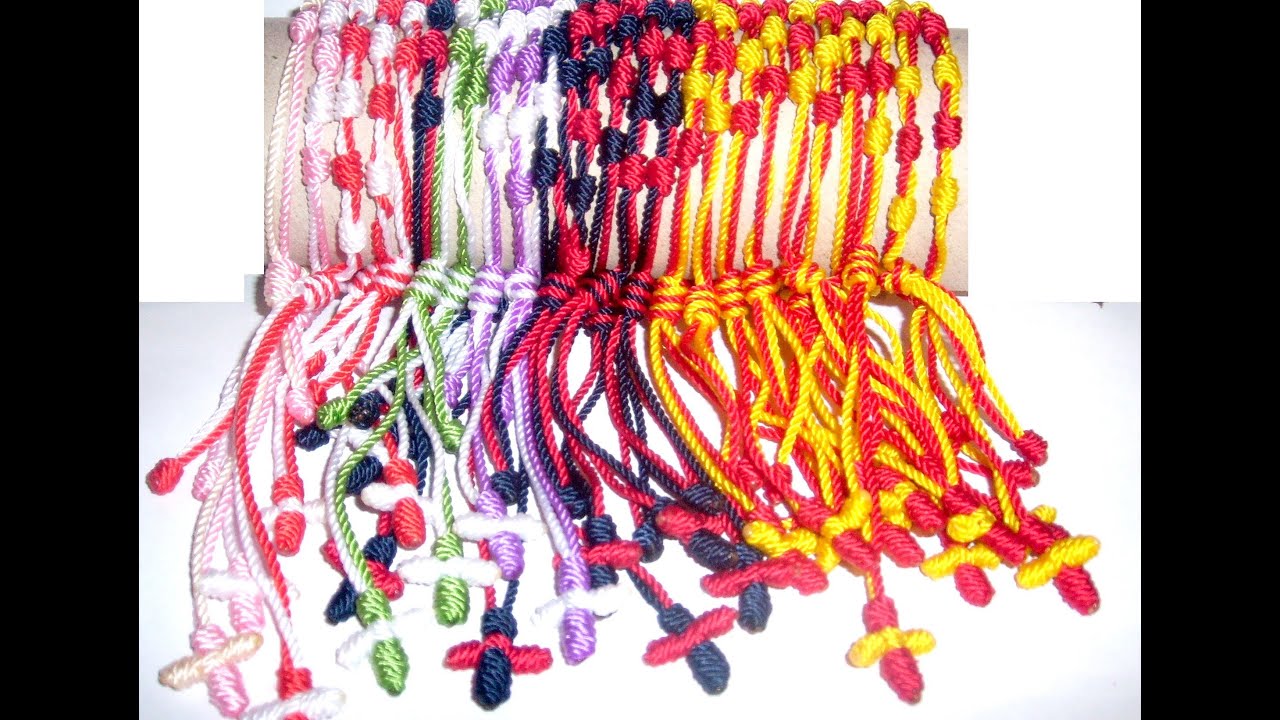 COMO HACER UNA PULSERA DECENARIO DE DOS COLORES FACILMENTE DE NUDOS HILO MANUALIDADES OLGA
