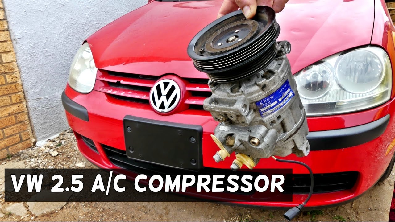 VW RABBIT JETTA 2.5 AC COMPRESSOR REPLACEMENT REMOVAL