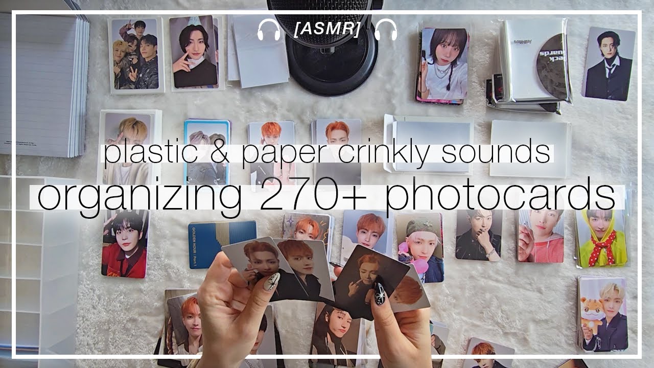 [ASMR] Organizing & Sleeving 270+ Kpop Photocards | Plastic & Paper Crinkly Sounds, No Talking