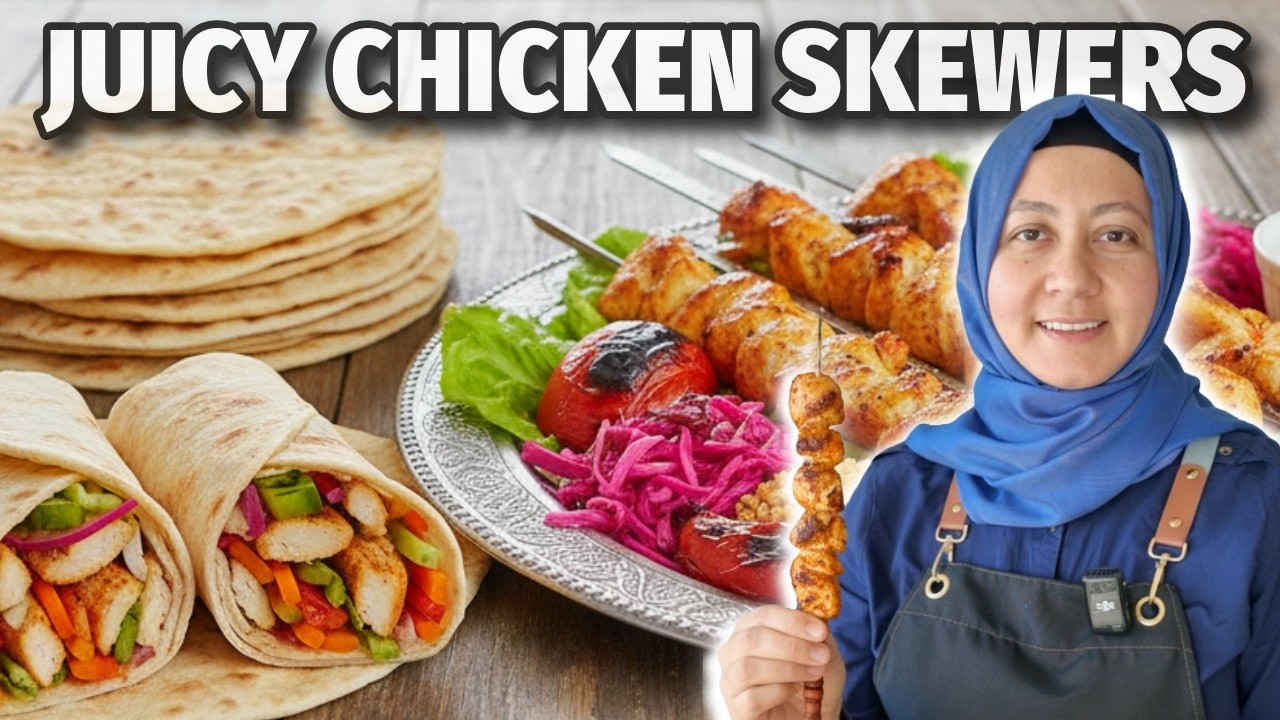 Authentic Turkish Chicken Shish Kebab (Tavouk) & Homemade Durum Wrap Flatbread