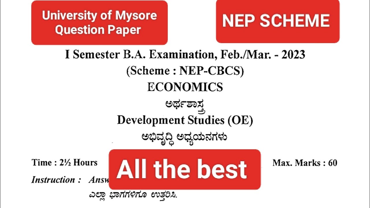 Development Studies Question Paper University of Mysore -2023