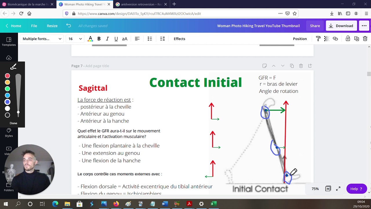 CONTACT INITIAL et FORCE de RÉACTION DU SOL (BIOMÉCANIQUE de la MARCHE)